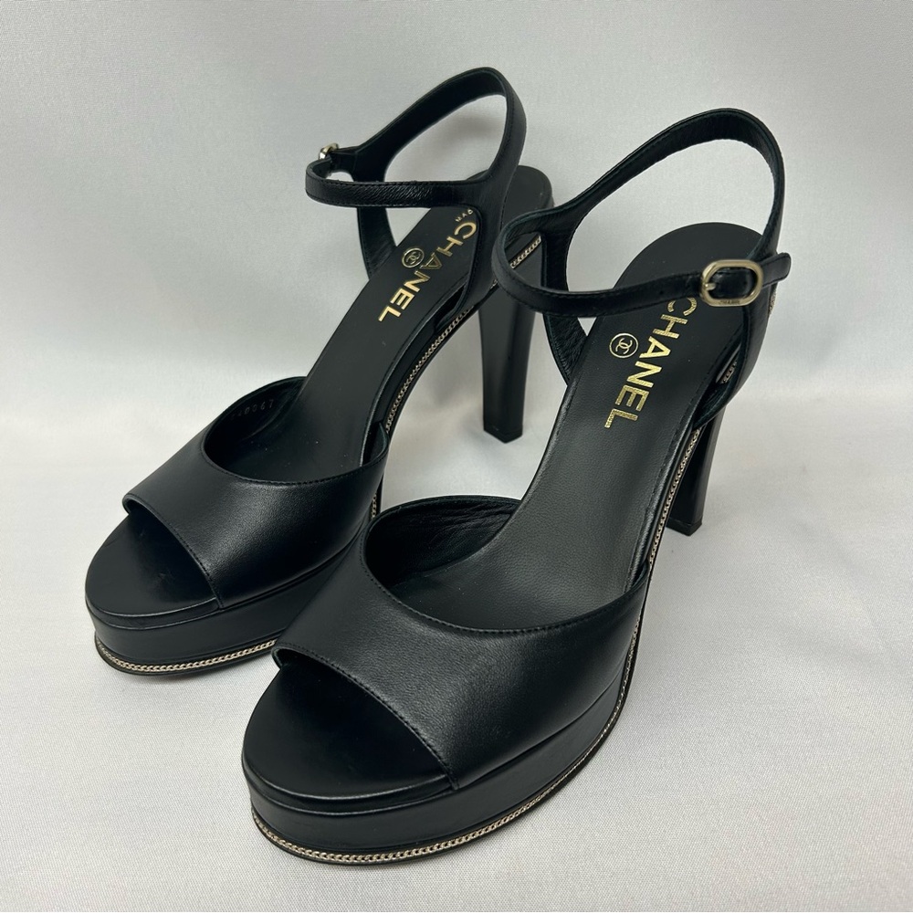 CHANEL Black Platform Heels